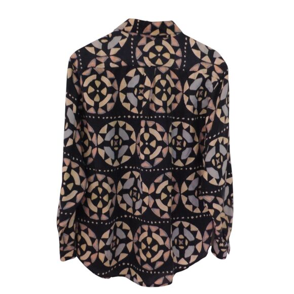 Vintage Peaches & Smith Silk Shirt Womens M Button Up Long Sleeve Bohemian Chic - Picture 5 of 6
